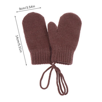 Μάλλινα παιδικά χειμωνιάτικα γάντια για κορίτσια αγόρια μονόχρωμα παιδικά γάντια με τιράντες Ζεστά αξεσουάρ για μωρά