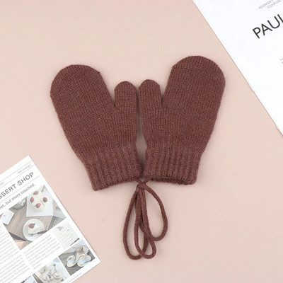 Μάλλινα παιδικά χειμωνιάτικα γάντια για κορίτσια αγόρια μονόχρωμα παιδικά γάντια με τιράντες Ζεστά αξεσουάρ για μωρά