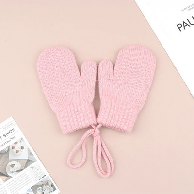 Μάλλινα παιδικά χειμωνιάτικα γάντια για κορίτσια αγόρια μονόχρωμα παιδικά γάντια με τιράντες Ζεστά αξεσουάρ για μωρά