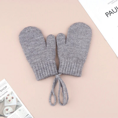 Μάλλινα παιδικά χειμωνιάτικα γάντια για κορίτσια αγόρια μονόχρωμα παιδικά γάντια με τιράντες Ζεστά αξεσουάρ για μωρά
