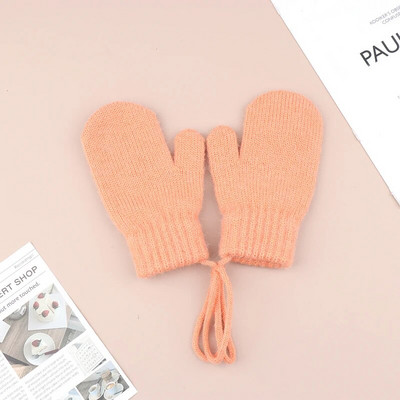 Μάλλινα παιδικά χειμωνιάτικα γάντια για κορίτσια αγόρια μονόχρωμα παιδικά γάντια με τιράντες Ζεστά αξεσουάρ για μωρά