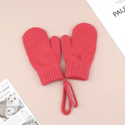 Μάλλινα παιδικά χειμωνιάτικα γάντια για κορίτσια αγόρια μονόχρωμα παιδικά γάντια με τιράντες Ζεστά αξεσουάρ για μωρά