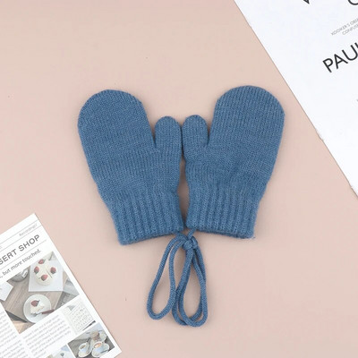 Μάλλινα παιδικά χειμωνιάτικα γάντια για κορίτσια αγόρια μονόχρωμα παιδικά γάντια με τιράντες Ζεστά αξεσουάρ για μωρά