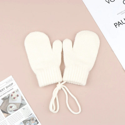 Μάλλινα παιδικά χειμωνιάτικα γάντια για κορίτσια αγόρια μονόχρωμα παιδικά γάντια με τιράντες Ζεστά αξεσουάρ για μωρά