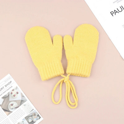 Μάλλινα παιδικά χειμωνιάτικα γάντια για κορίτσια αγόρια μονόχρωμα παιδικά γάντια με τιράντες Ζεστά αξεσουάρ για μωρά