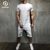 Set de tricou de vară pentru bărbați, sport, fitness, în aer liber, costum din două piese, haine pentru acasă, pijamale, confortabile, subțiri, simple, seturi de tricou pentru plajă