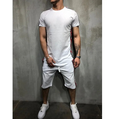 Set de tricou de vară pentru bărbați, sport, fitness, în aer liber, costum din două piese, haine pentru acasă, pijamale, confortabile, subțiri, simple, seturi de tricou pentru plajă
