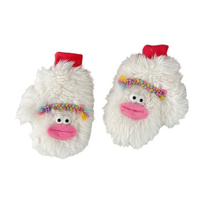 Mănuși cu desene animate de pluș Mănuși pentru animale de pluș lucrate manual, cu degete pline, mănuși moi, calde de iarnă, pentru copii, fete