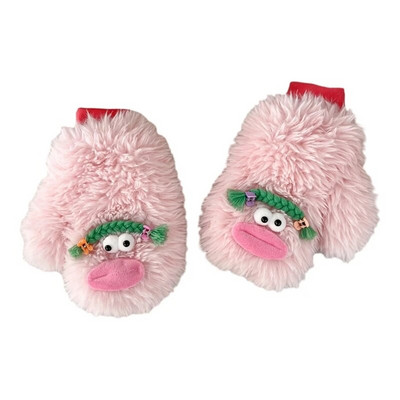 Mănuși cu desene animate de pluș Mănuși pentru animale de pluș lucrate manual, cu degete pline, mănuși moi, calde de iarnă, pentru copii, fete