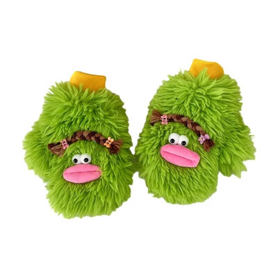 Mănuși cu desene animate de pluș Mănuși pentru animale de pluș lucrate manual, cu degete pline, mănuși moi, calde de iarnă, pentru copii, fete