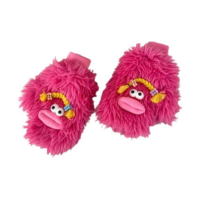 Mănuși cu desene animate de pluș Mănuși pentru animale de pluș lucrate manual, cu degete pline, mănuși moi, calde de iarnă, pentru copii, fete