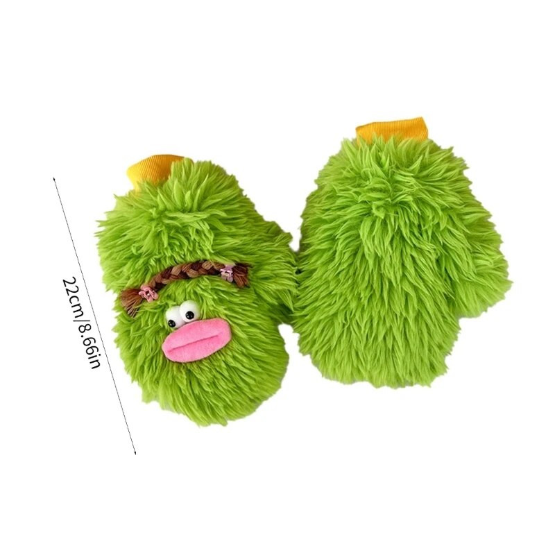 Mănuși cu desene animate de pluș Mănuși pentru animale de pluș lucrate manual, cu degete pline, mănuși moi, calde de iarnă, pentru copii, fete