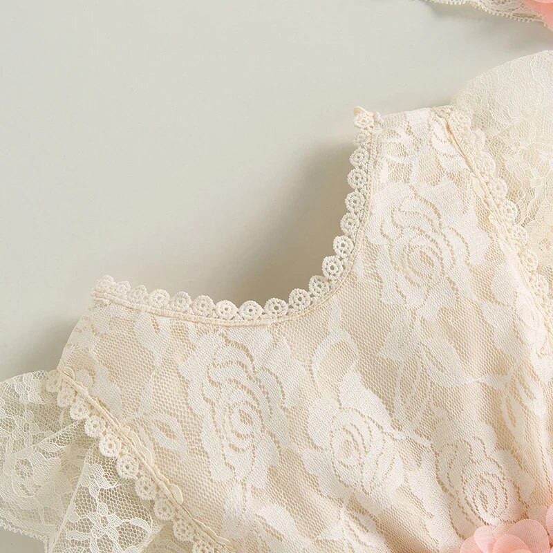 Haine pentru nou-născut fetiță 2 buc ținute de vară, fără mâneci, fără spate, rochie din dantelă, cu bandă, set de îmbrăcăminte pentru copii