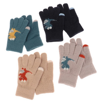 3-9 Χρόνια Χειμώνας Παιδικά Πυκνωμένα Πλεκτά Γάντια Κινούμενα σχέδια Μικρός Δεινόσαυρος Πλήρης Δάχτυλο Παιδικά Γάντια Ποδηλασία εξωτερικού χώρου Παίξτε για αγόρια γάντια