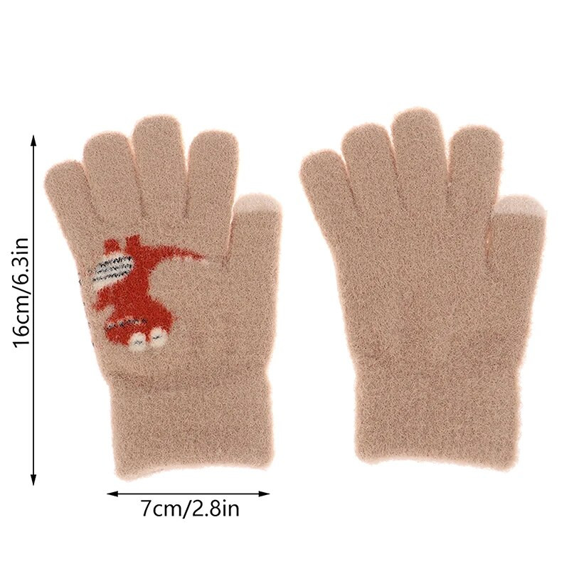 3-9 Χρόνια Χειμώνας Παιδικά Πυκνωμένα Πλεκτά Γάντια Κινούμενα σχέδια Μικρός Δεινόσαυρος Πλήρης Δάχτυλο Παιδικά Γάντια Ποδηλασία εξωτερικού χώρου Παίξτε για αγόρια γάντια