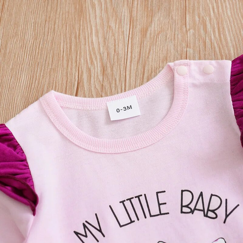 Body pentru bebeluși cu mânecă lungă din bumbac, cu imprimeu elefant, cu funda drăguță de desene animate pentru fete de primăvară și toamnă