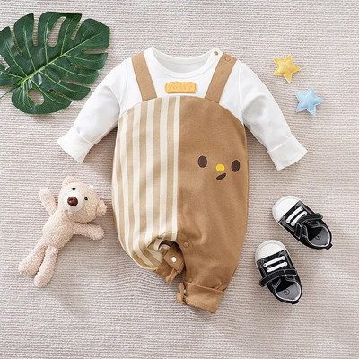Primăvară și toamnă băieți și fete drăguț desene animate cheese stick dress up bumbac confortabil cu mânecă lungă body bebe