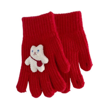 Топли и стилни детски ръкавици Плетени зимни ръкавици с пълни пръсти Еластични ръкавици с маншет на китката за игра на открито и училище