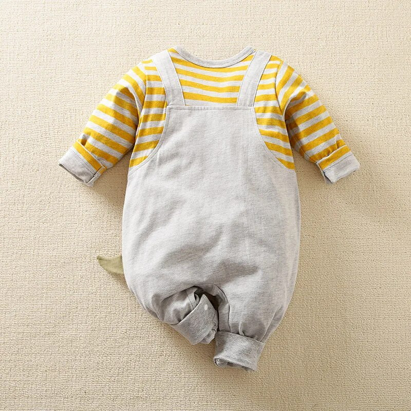 Kevadine ja sügisene poiste ja tüdrukute armas multikas dinosaurus, 3D tikandiga puuvillane mugav pikkade varrukatega beebibody