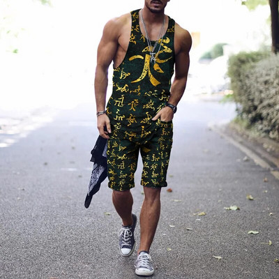 2022. aasta suvine meeste topp + spordipüksid Harajuku 3D lipsuvärviga prinditud vabaaja sportlik välispordiga meestele, 2 tk, suurus S-4XL