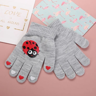 Mănuși de iarnă de 7-12 ani pentru băieți, fete, cu model de animale drăguțe, mănuși tricotate, studenți de toamnă, mănuși calde cu degetele despicate, cadouri pentru copii