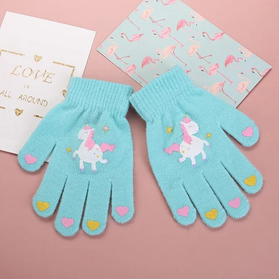 Mănuși de iarnă de 7-12 ani pentru băieți, fete, cu model de animale drăguțe, mănuși tricotate, studenți de toamnă, mănuși calde cu degetele despicate, cadouri pentru copii