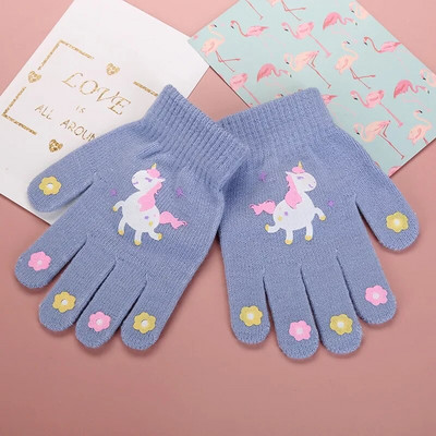 Mănuși de iarnă de 7-12 ani pentru băieți, fete, cu model de animale drăguțe, mănuși tricotate, studenți de toamnă, mănuși calde cu degetele despicate, cadouri pentru copii