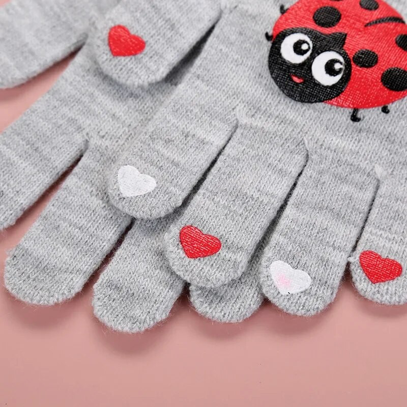 Mănuși de iarnă de 7-12 ani pentru băieți, fete, cu model de animale drăguțe, mănuși tricotate, studenți de toamnă, mănuși calde cu degetele despicate, cadouri pentru copii
