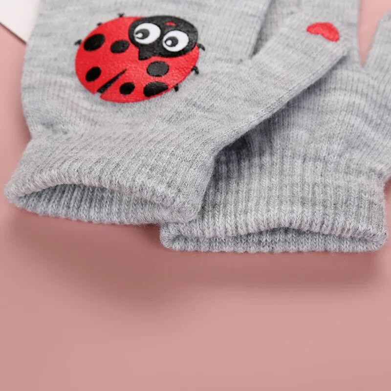 Mănuși de iarnă de 7-12 ani pentru băieți, fete, cu model de animale drăguțe, mănuși tricotate, studenți de toamnă, mănuși calde cu degetele despicate, cadouri pentru copii