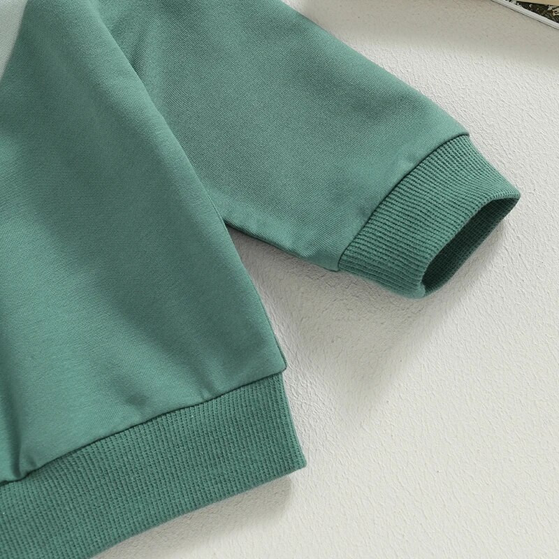 Φθινοπωρινό σετ Suefunskry Baby Boys, Φούτερ με μακρυμάνικη λαιμόκοψη σε αντίθεση χρώματος με ελαστική μέση φούτερ βρεφικά ρούχα 0-3Y