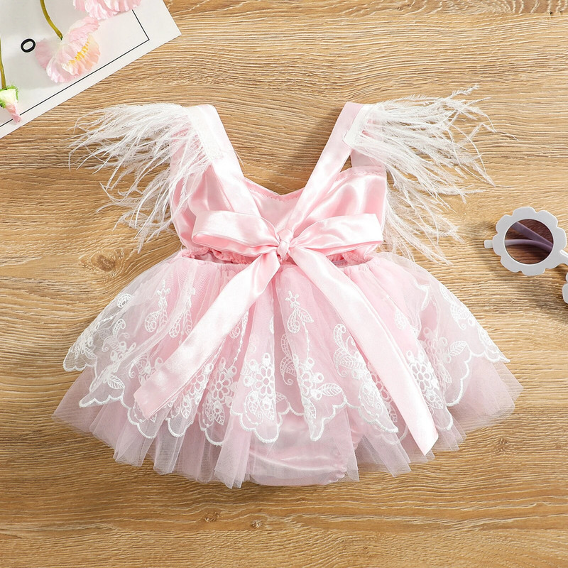 Beebi-tüdruku printsess-kleit armas varrukateta tutipitsiga tikitud tüllist tuti kleit sünnipäevapeoks 0-24M