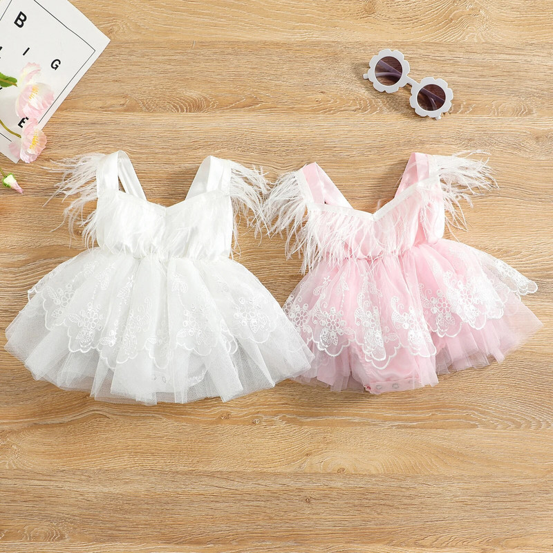 Beebi-tüdruku printsess-kleit armas varrukateta tutipitsiga tikitud tüllist tuti kleit sünnipäevapeoks 0-24M