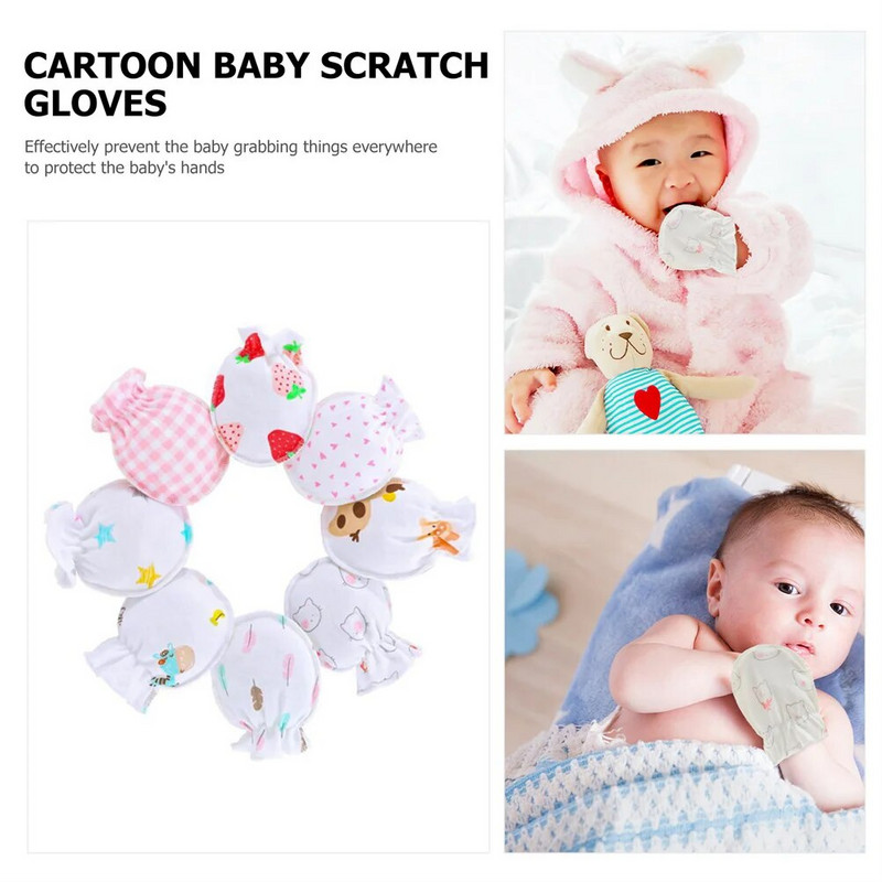 8 τμχ Γάντια Νεογέννητα Βαμβακερά Προμήθειες Χωρίς γρατσουνιές Βρεφικά Γάντια Χεριών Αντιχαρακτηριστικά Βρεφικά Προστατευτικά Παιδιά Παιδί
