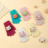 Multikas karu plüüs Beebi kindad soojad sügistalvised laps tüdrukud poisid täissõrmega kindad kootud paksud õues lastele väikelaste labakindad