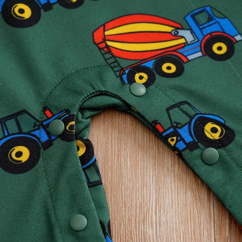 Kevade ja sügise poisid ja tüdrukud armsad multifilmi insener-auto kõikjal Prinditud vale rihmaga pikkade varrukatega beebi body