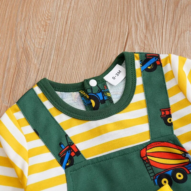 Kevade ja sügise poisid ja tüdrukud armsad multifilmi insener-auto kõikjal Prinditud vale rihmaga pikkade varrukatega beebi body