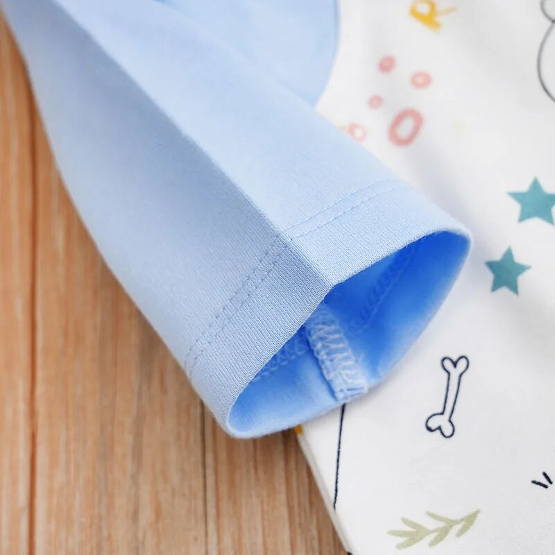 Băieți și fete de primăvară și toamnă drăguț din dinozaur din desene animate cu imprimeu complet cu bretele false body confortabil pentru bebeluși cu mânecă lungă