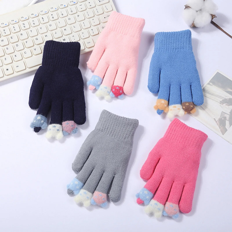 Gyerekek Vastag meleg kesztyűk Gyerekek Öt ujjas kesztyűk Téli Fiúk Bársonypontos Fiúk Lányok Meleg Polár Kisgyermek перчатки детские