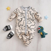 Άνοιξη και φθινόπωρο, αγόρια και κορίτσια, χαριτωμένα κινούμενα σχέδια με μακρυμάνικο μωρό φορμάκι Aop