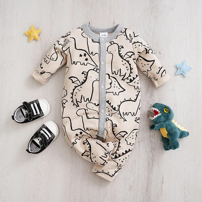 Άνοιξη και φθινόπωρο, αγόρια και κορίτσια, χαριτωμένα κινούμενα σχέδια με μακρυμάνικο μωρό φορμάκι Aop