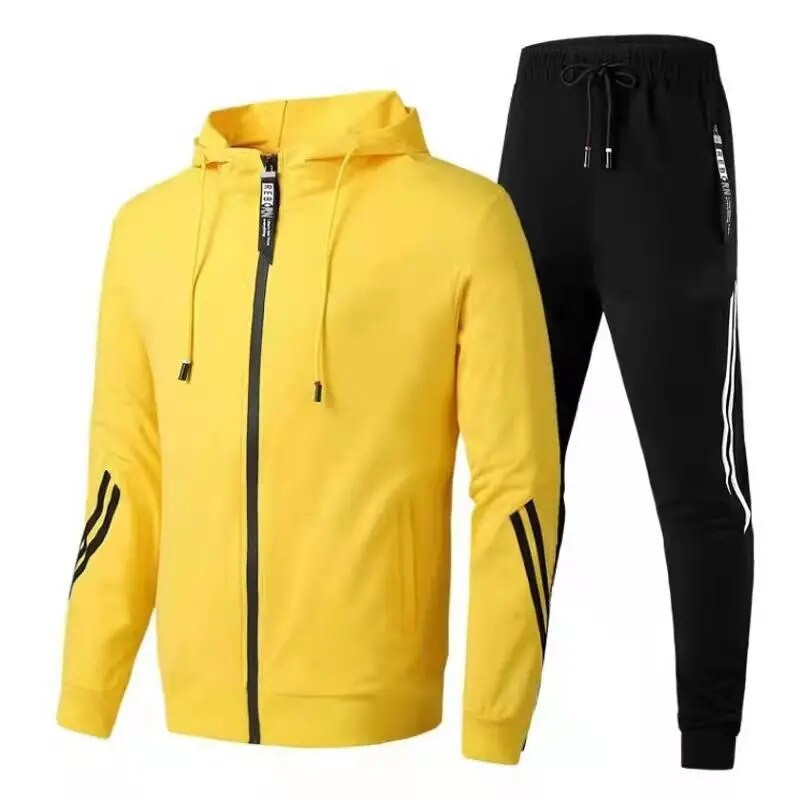 Φθινοπωρινό χειμερινό ανδρικό απλό αθλητικό κοστούμι ανδρικό φούτερ με φερμουάρ + παντελόνι σετ 2 τεμαχίων Ζεστό casual γυμναστήριο Γυμναστήριο τζόκινγκ Αθλητικά ρούχα