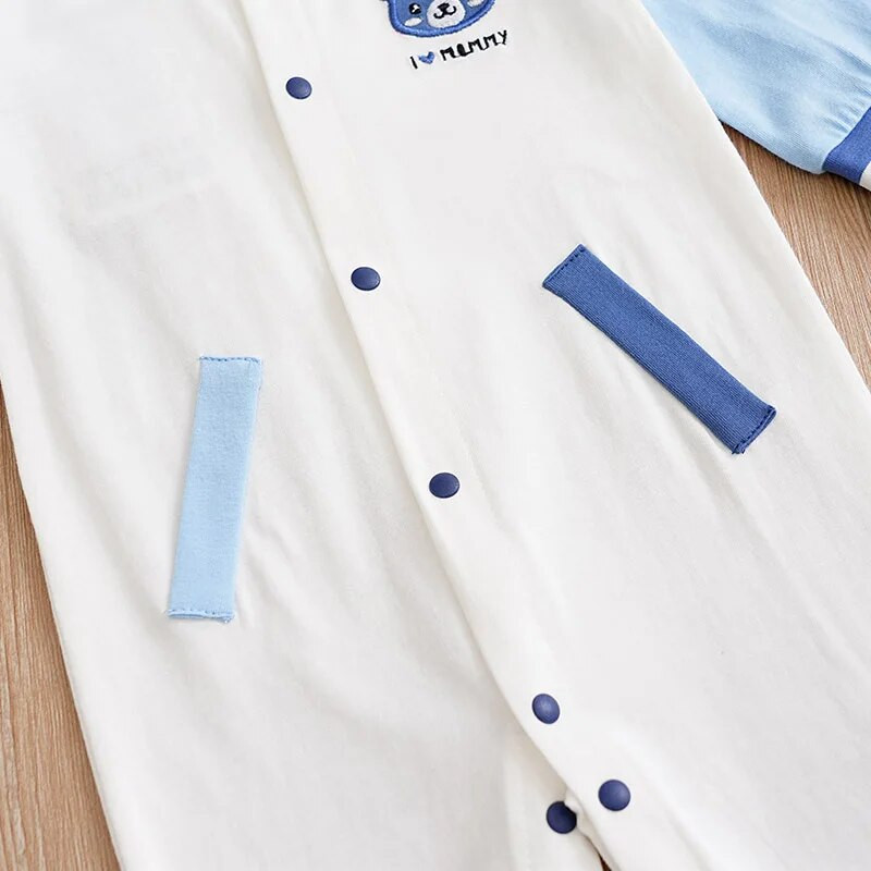 Пролетна и есенна мода за момчета и момичета, анимационно малко мече, бродирано памучно удобно бебешко боди с дълъг ръкав