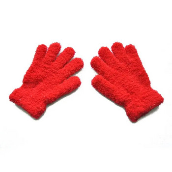 Παιδικά χειμωνιάτικα βελούδινα γάντια με μονόχρωμα αξεσουάρ για κρύο καιρό