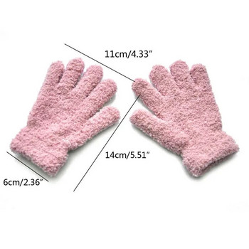 Детски зимни плюшени ръкавици с едноцветни аксесоари за студено време