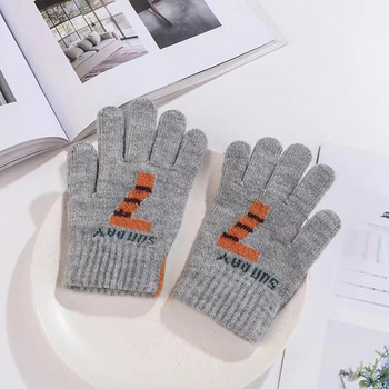 1-5 ετών Παιδικά Χειμερινά ζεστά χοντρά γάντια Βρεφικά μαλακά γράμματα φλις Γάντια εκτύπωσης Παιδικά μωρά αγόρια κορίτσια Χειμερινά ζεστά πλεκτά γάντια
