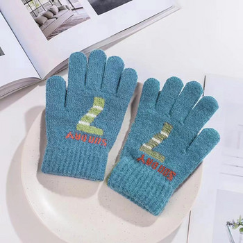 1-5 ετών Παιδικά Χειμερινά ζεστά χοντρά γάντια Βρεφικά μαλακά γράμματα φλις Γάντια εκτύπωσης Παιδικά μωρά αγόρια κορίτσια Χειμερινά ζεστά πλεκτά γάντια