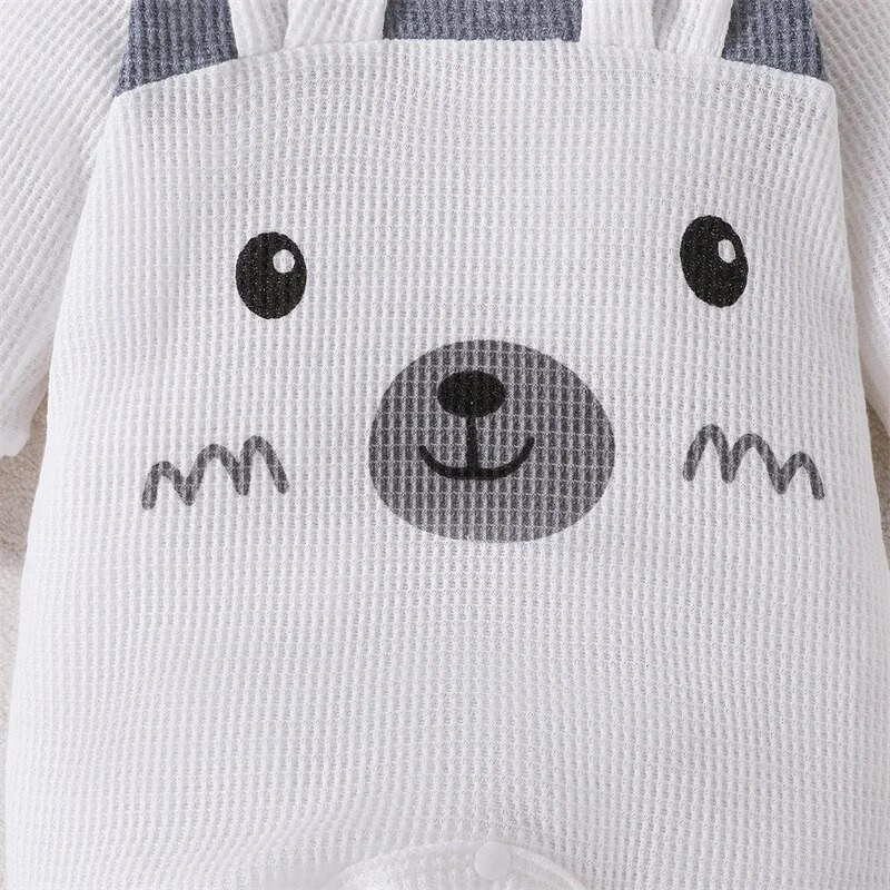 Nou-născut Bebeluș Băiețel Fată Salopetă cu model urs Salopetă cu mânecă lungă cu pălărie ținute toamnă iarnă