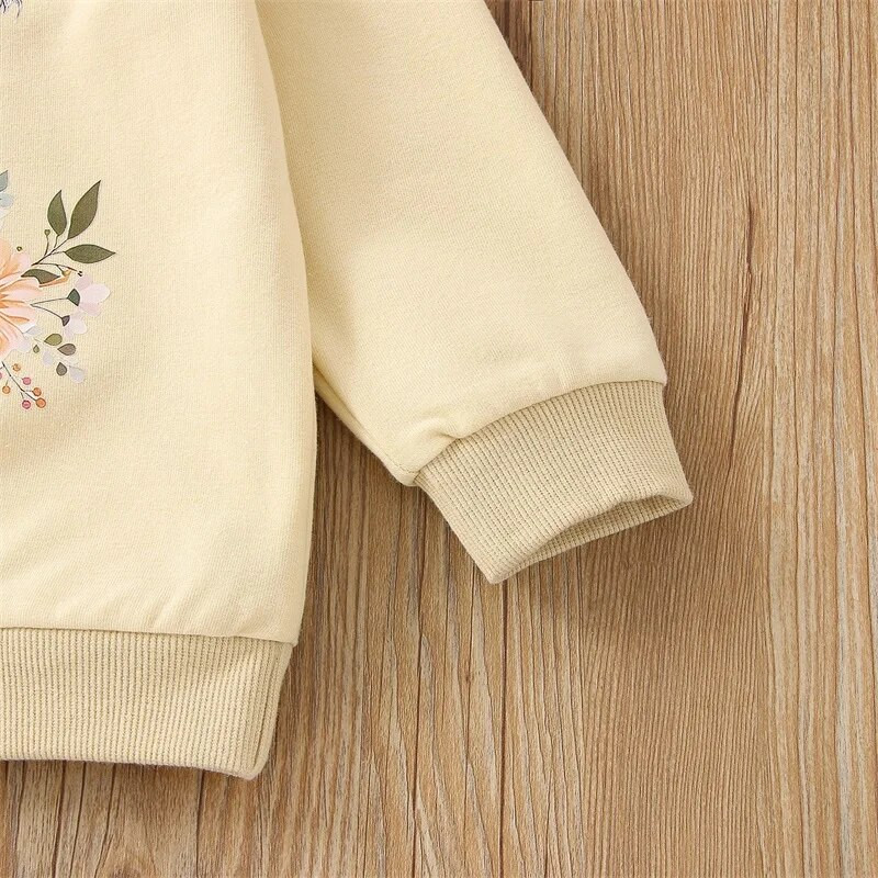 Toddler Kids Baby Girl 2 τμχ Ανοιξιάτικα φθινοπωρινά ρούχα, μακρυμάνικο πουλόβερ με στάμπα Highland Cow και Σετ παντελόνι Flare 1-5T