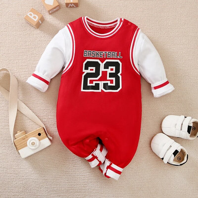 Kevadine ja sügisene poiste ja tüdrukute sportlik ja kena digitaaltrükiga puuvillane mugav pikkade varrukatega beebibody