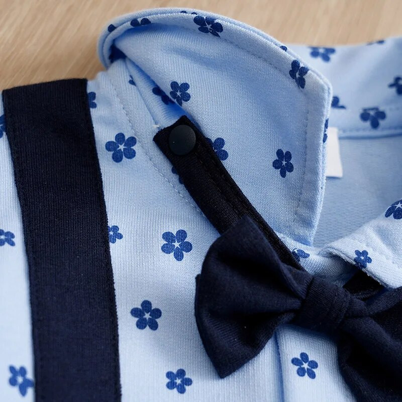 Άνετο μακρυμάνικο βρεφικό κορμάκι για αγόρια και κορίτσια Άνοιξη και φθινόπωρο για αγόρια και κορίτσια Gentleman Art Flower Printed Flower